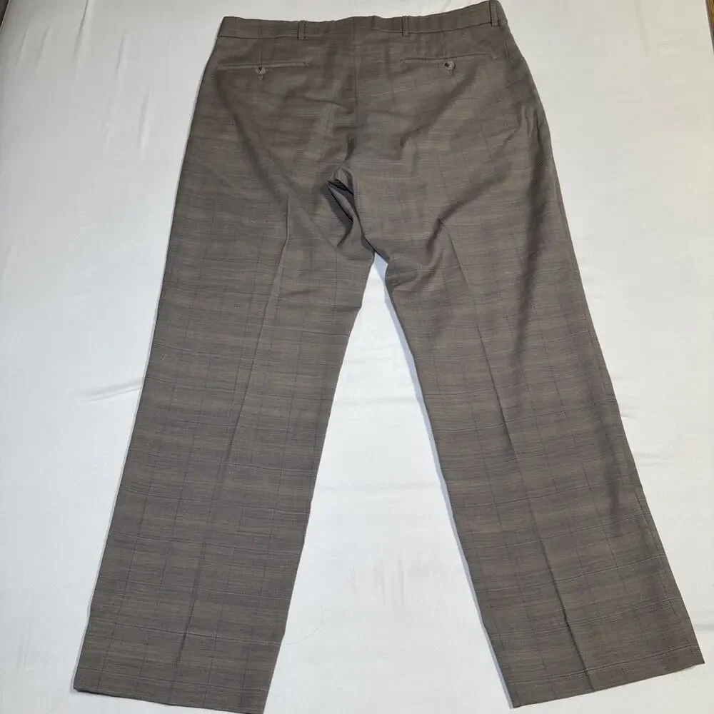 Ballin Pants Mens 36x28.5 Tan Gray Plaid Wool Dress Pants Comfort EZE Canada - Picture 14 of 16